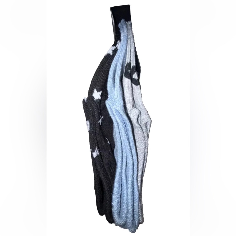 Converse Flat Knit Ultra Low Socks 3 Pair Women 4-10 Black Blue Gray Logo Chucks - Picture 7 of 9